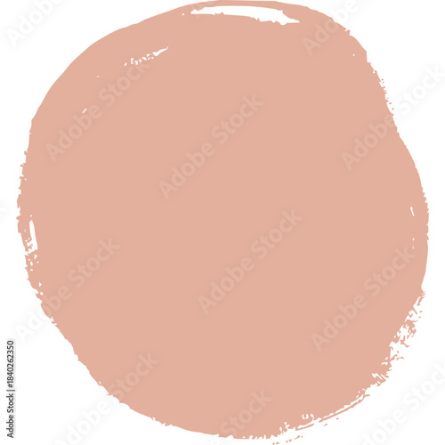 Textured dry brush circle, grungy round background shape.