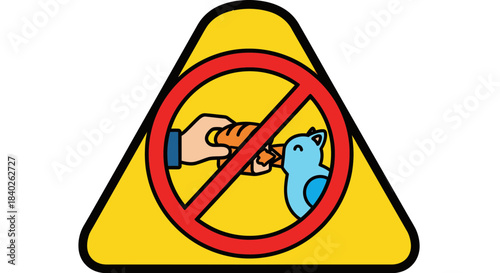 Prohibition of Feeding Birds Illustration in a Vector Triangle Warning Sign