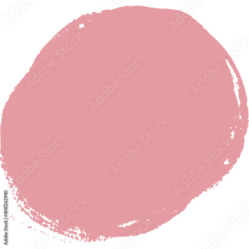 Textured dry brush circle, grungy round background shape.