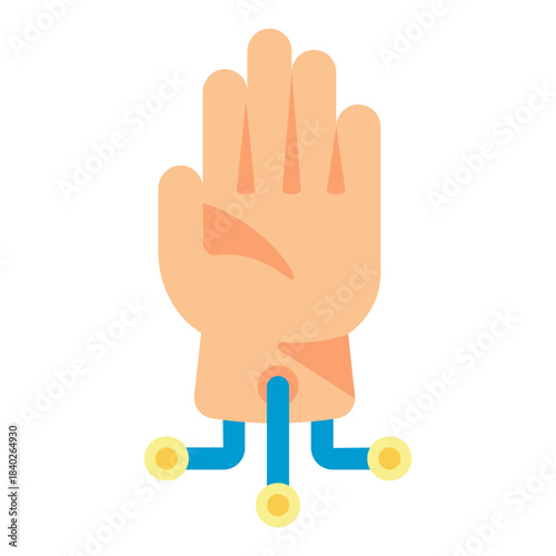 cybernetic prosthetic hand flat icon