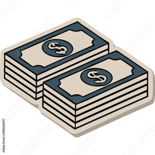Stacked US Dollar Bills With Dollar Sign Illustration Representing Wealth And Finance Money Savings And Investment Concept In A Simple Graphic Style