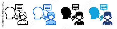 Listening Skills Icon Set Multi Style Vector Illustration