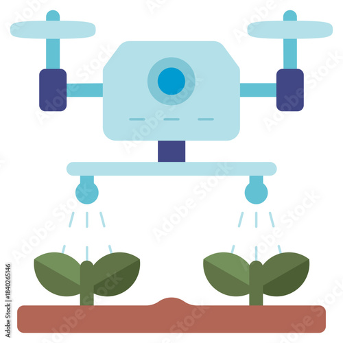 smart farming using drone flat icon