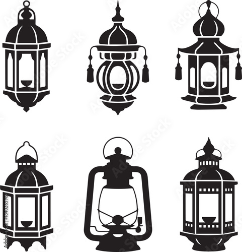 Collection of Vintage Lantern Silhouettes