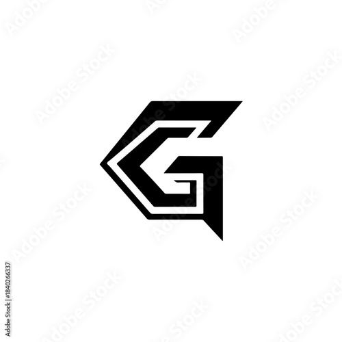 Free Download Modern geometric letter g logo emblem in black and white, isolated on white, abstract design element isolated on transparent background - GFXLoad