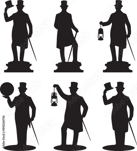 Silhouettes of Men in Top Hats
