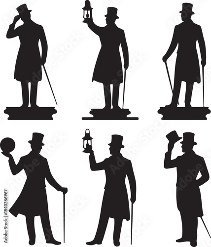 Silhouettes of Men in Top Hats