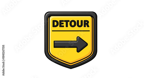 Navigational Guidance: Detour Sign, Directional Arrow, Yellow Symbol, and Alternative Route