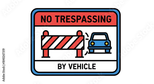 No Vehicle Access Prohibited Sign: Road Closure Icon Illustrating Restricted Passage
