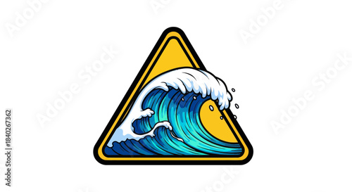 Ocean Wave Graphic Design Within A Triangle, Artistic Illustration Concept