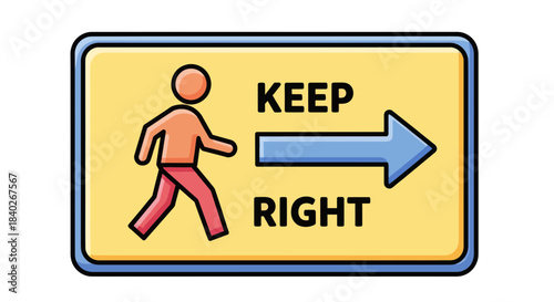 Pedestrian Directional Sign: Keep Right, Guiding Walkers on a Clear Path