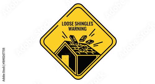 Loose Shingles Warning Sign Depicting The Potential Hazard On A Property Roof