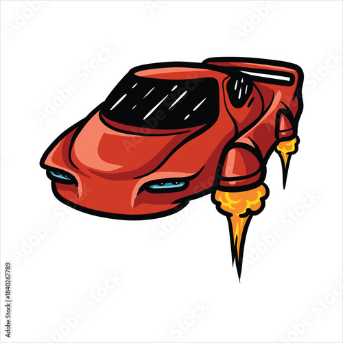 Futuristic Hover Car cartoon vector illustration