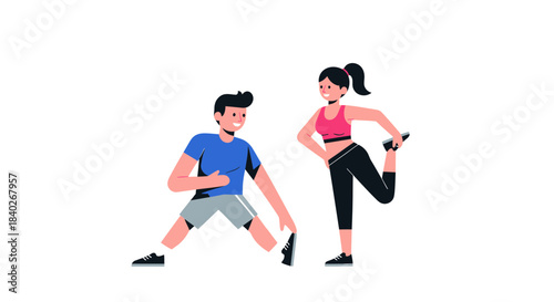 People Stretching And Exercising To Keep Body And Mind In A Healthy And Fit Condition