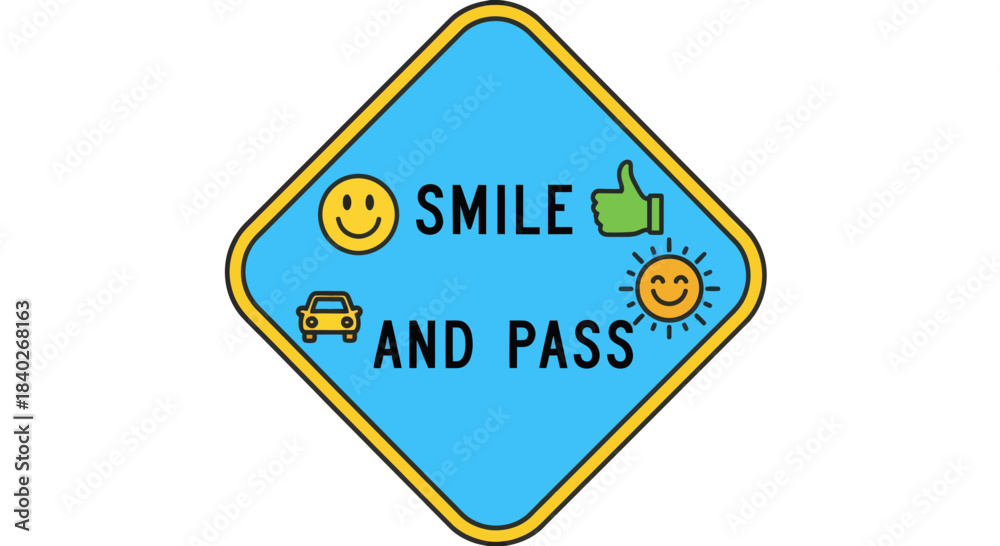 Obraz premium Positive Driving Reminder: Smiley Graphics Inspire Road Safety and a Happy Journey