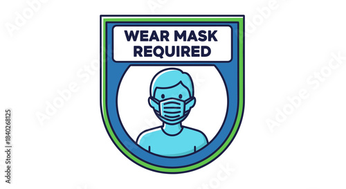 Mandatory Mask Usage Sign Illustrating A Person Wearing A Protective Facemask Symbol