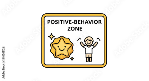 Positive Behavior Zone Symbol Illustrated With Child And Star On White Background