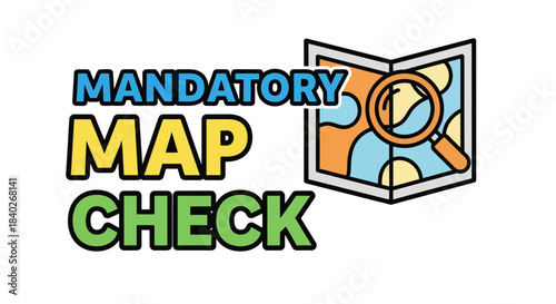 Mandatory Map Check Illustration Featuring a Magnifying Glass Indicating Location Search