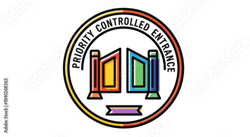 Priority Access Controlled Entrance Illustration With Colorful Style and Modern Design