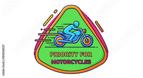 Motorcycle Priority Sign Illustrating Safety and Road Awareness: Vector Graphic Design