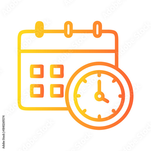 a flat gradient outline icon of a calendar clock for web and graphic design