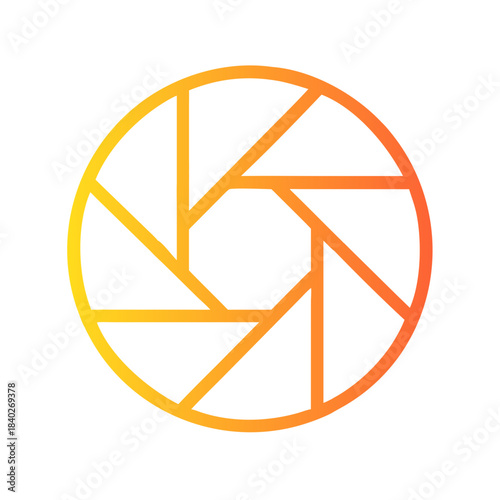 a flat gradient outline icon of a camera shutter for web and graphic design