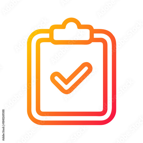 a flat gradient outline icon of a clipboard checkm for web and graphic design