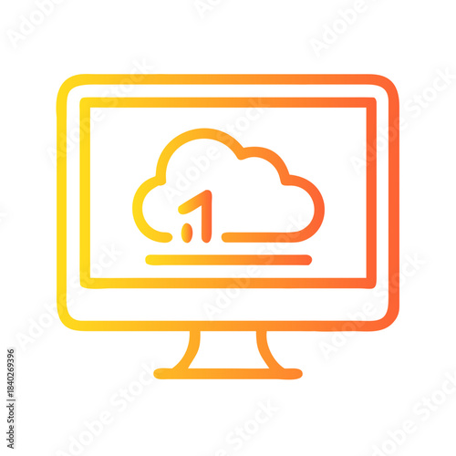 a flat gradient outline icon of a cloud monitoring for web and graphic design