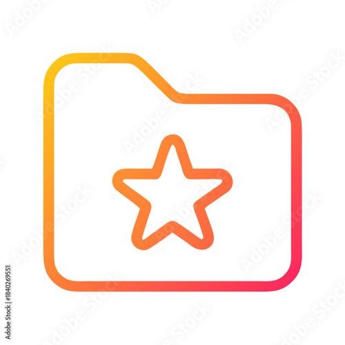a flat gradient outline icon of a folder star for web and graphic design