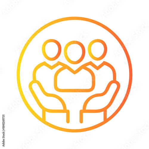 a flat gradient outline icon of a social responsibility for web and graphic design