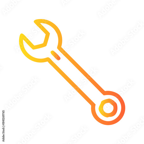 a flat gradient outline icon of a tools wrench for web and graphic design