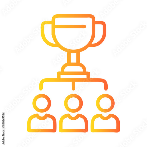 a flat gradient outline icon of a teamwork trophy for web and graphic design