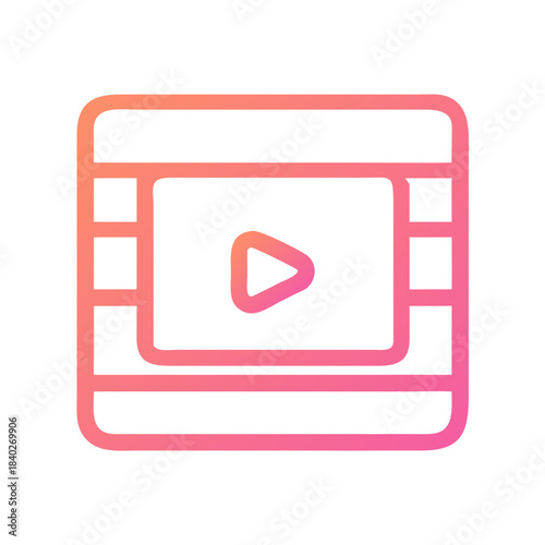 a flat gradient outline icon of a video player for web and graphic design