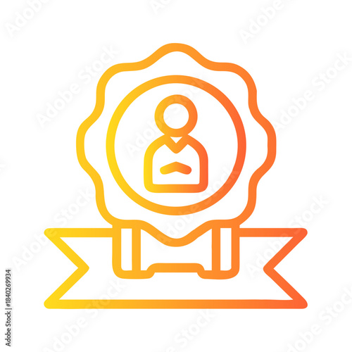 a flat gradient outline icon of a work ethic award for web and graphic design