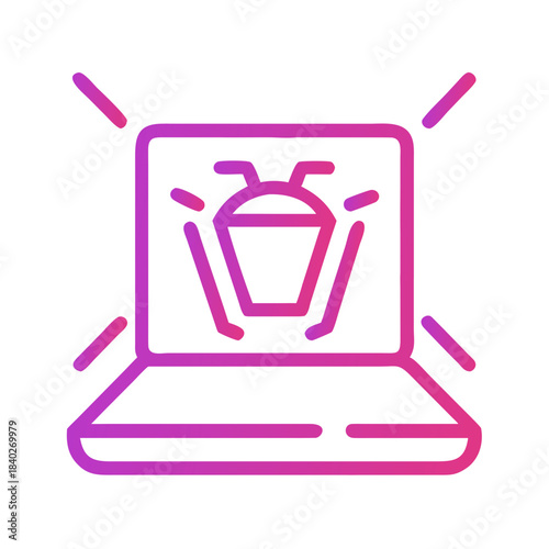 a flat gradient outline icon of an antivirus hologram for web and graphic design