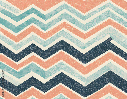 Striking zigzag design blends soothing pastel shades and bold navy, creating a dynamic visual experience. Ideal for modern interiors or creative projects Generative AI