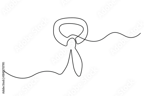 Continuous one line drawing of a scarf tied in a simple knot minimalist outline illustration
