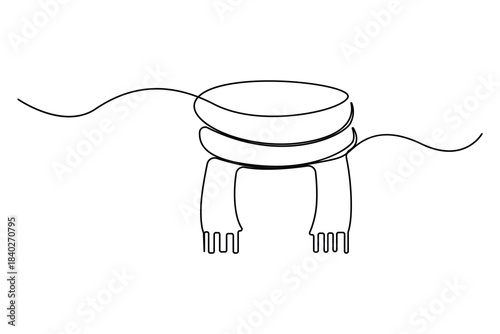 Continuous one line drawing of a scarf tied in a simple knot minimalist outline illustration
