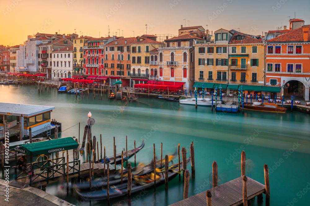 Fototapeta premium Venice, Italy overlooking boats and gondolas in the Grand Canal