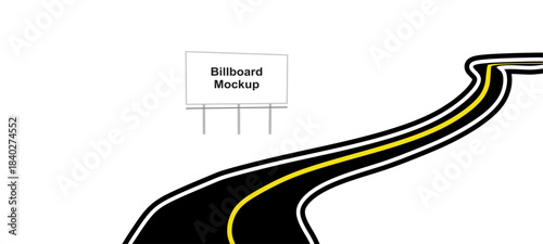 Billboard Mock up on Highway. Blank Billboard on Desert highway. Advertising mock up.