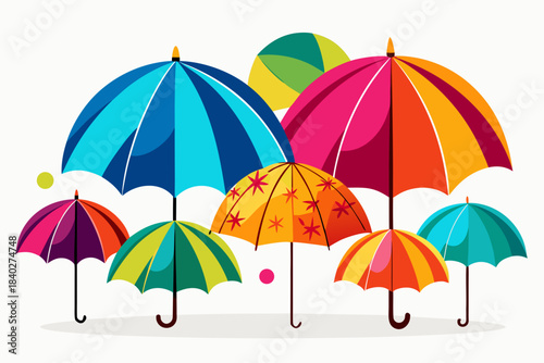 colorful umbrella isolated on white background