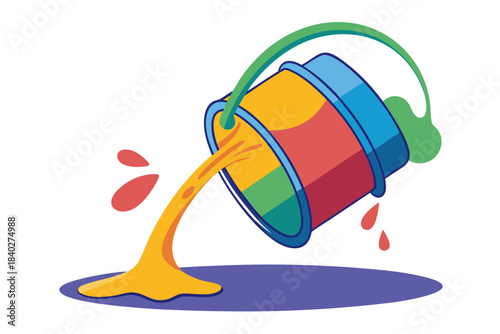 vector illustration of a colorful paint can with paint