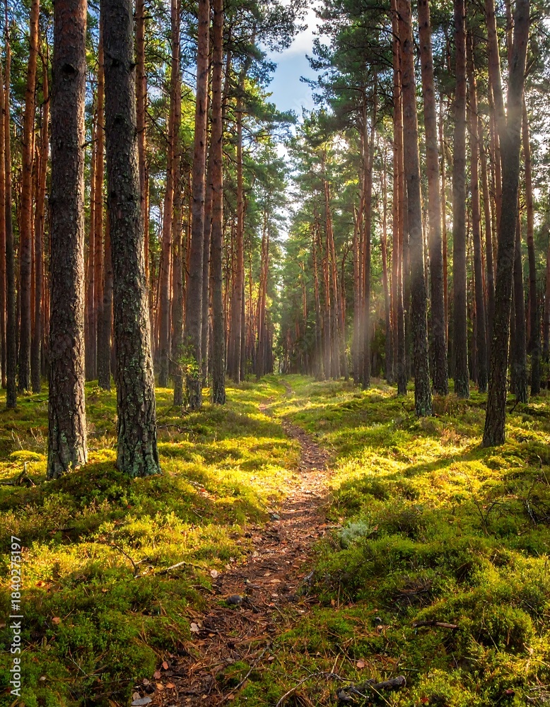 Obraz premium Sunlit forest path (1)