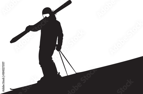 A dynamic collection of Winter Ski Silhouettes featuring skiers in action, including downhill skiing, cross-country skiing, jumping, and freestyle movements.