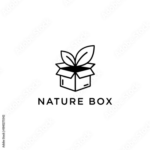 Nature box icon, delivery carton with fresh green leaves symbolizing eco-friendly packaging and sustainable shipping isolated on transparent background