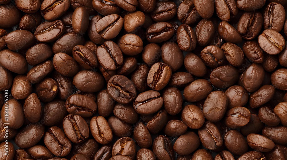 Fototapeta premium 背景素材 敷き詰められたリアルなコーヒー豆 Background Piled up Realistic Coffee beans （Generative AI）