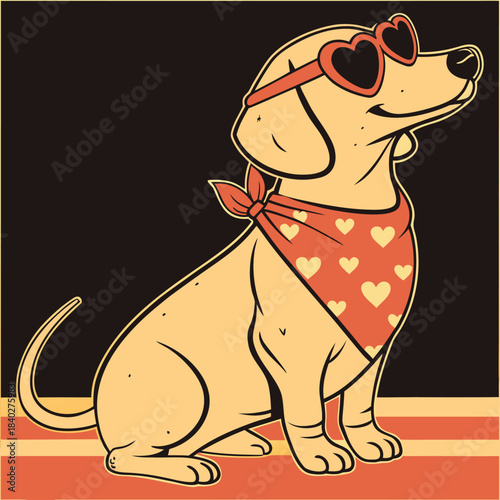 vintage cartoon style dog illustration t-shirt design
