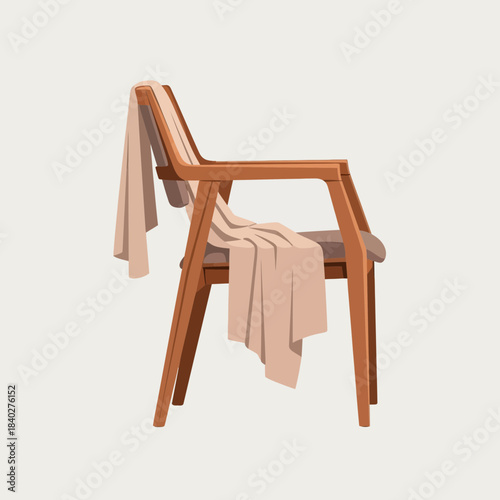 Minimalist wooden chair with draped fabric showcasing simple furniture design