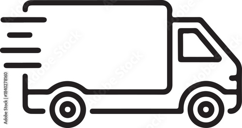 Delivery truck and van line icon. Fast delivery truck icon line style vector. Express delivery trucks icons. Cargo vehicle and transportation symbols for logistics, shipping services, and freight.