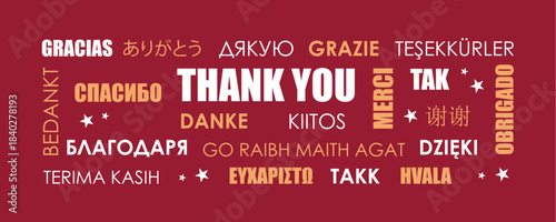 thank you text in different languages vector illustration